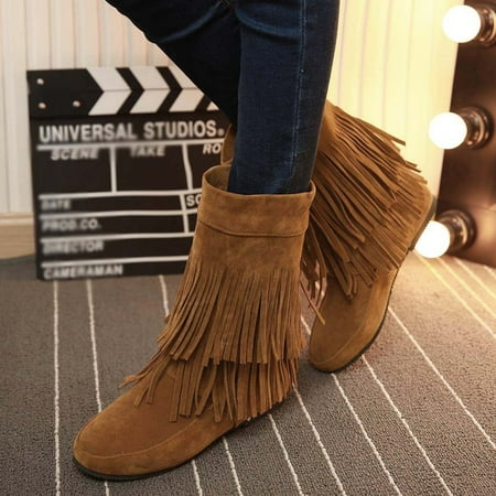 FZM Women shoes Fringed Boots Women Fashion Increased Flat Bottom Wedges Short Boots Suede Boots
FZM Women shoes Fringed Boots Women Fashion Increased Flat Bottom Wedges Short Boots Suede Boots