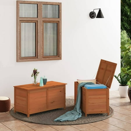 Tomshoo Patio Cushion Box Brown 39.4 x19.7 x22 Solid Wood Fir