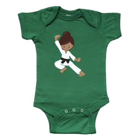 Inktastic African American Girl Black Belt Karate Pose Gift Baby Girl Bodysuit