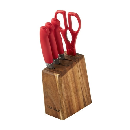 The Pioneer Woman 5-Piece Stainless Steel Knife Block Set Red