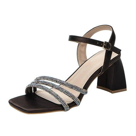 Cathalem Women Buckle Heel Sandals Casual Bling Rhinestone Square Toe Sandals Open Toe Slide Sandals For Ladies Coffee 39
Cathalem Women Buckle Heel Sandals Casual Bling Rhinestone Square Toe Sandals Open Toe Slide Sandals For Ladies Coffee 39