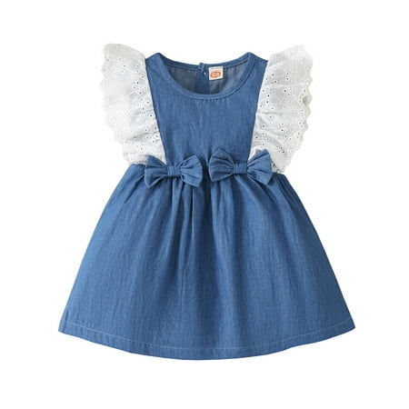 Infant Baby Girl Clothes Baby Girls Dress Ruffle Sleeve Round Neckline Dress 6-9 Months Girls Summer Dress Blue
Infant Baby Girl Clothes Baby Girls Dress Ruffle Sleeve Round Neckline Dress 6-9 Months Girls Summer Dress Blue