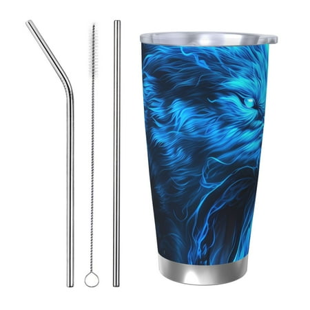 Zeuib Blue Fire Wolf Printed 20oz Stainless Steel Insulated Car Cup Stainless Steel Thermal Cup Vacuum Insulated Leak-proof Travel Mug Cup-Straw Three-piece Set
Zeuib Blue Fire Wolf Printed 20oz Stainless Steel Insulated Car Cup Stainless Steel Thermal Cup Vacuum Insulated Leak-proof Travel Mug Cup-Straw Three-piece Set