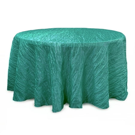 Your Chair Covers - 120 Inch Round Crinkle Taffeta Tablecloth Teal