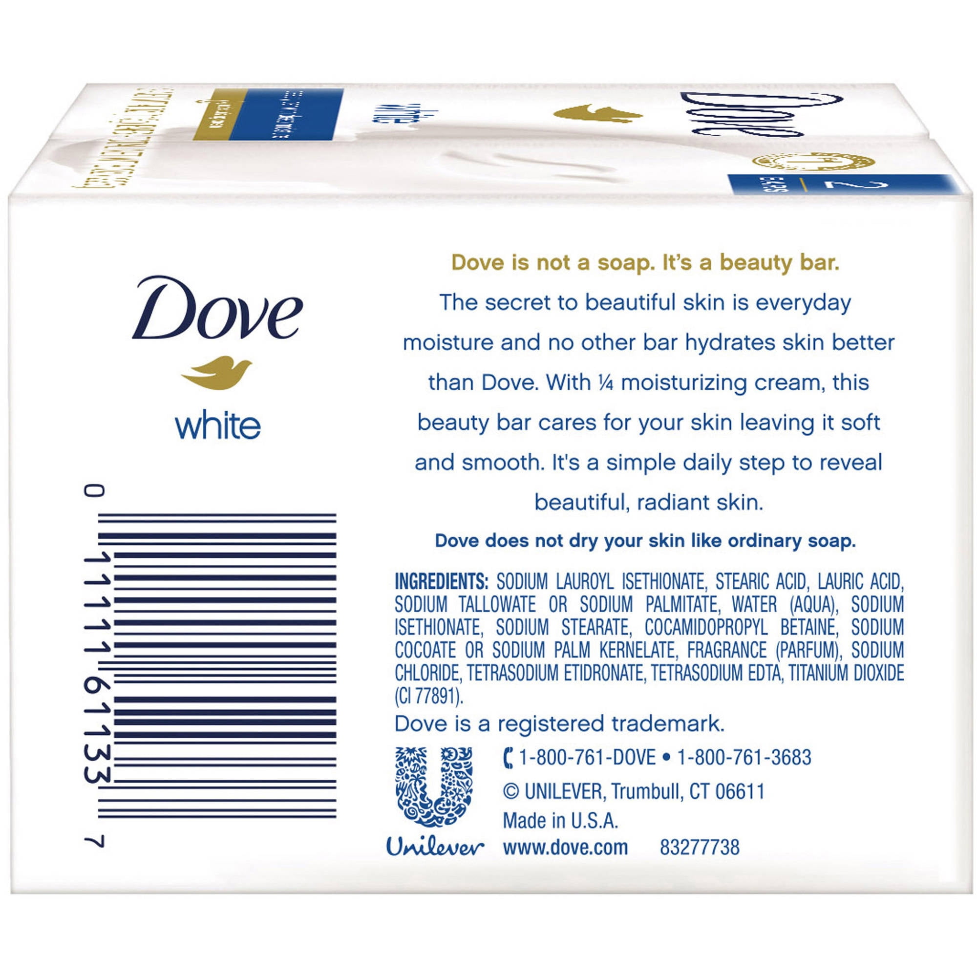 Dove White Beauty Bar, 4 oz, 2 Bar - Walmart.com
