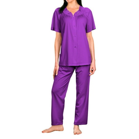 Women s Shadowline 76280 Petals Pajama Set (Purple L)