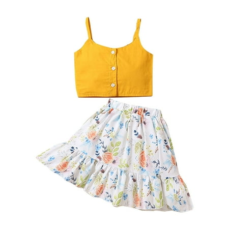 Girls Fashion Suit Summer Toddler Baby Yellow Style Halter Short Shirt Flower Half Skirt Set Floral Suit Casual Baby Skirt Toddler Girls Child Leisure Outwear
Girls Fashion Suit Summer Toddler Baby Yellow Style Halter Short Shirt Flower Half Skirt Set Floral Suit Casual Baby Skirt Toddler Girls Child Leisure Outwear