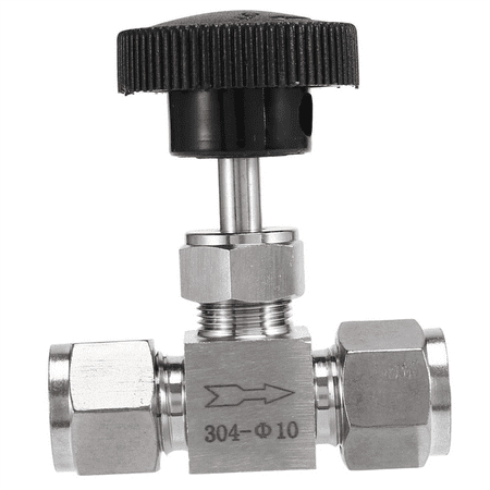 Adjustable Needle Valve O.D10mm Tube Stainless Steel 304 High Pressure Acid Proof Straight Card Set Crane