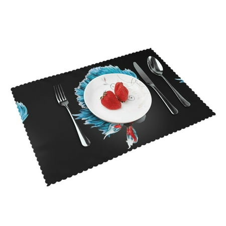 Home Siamese Fighting Fish Placemats Set Of 4 Washable Wipeable Place Mats Place Mats For Festival Parties Family Dinner (12 X 18inch)