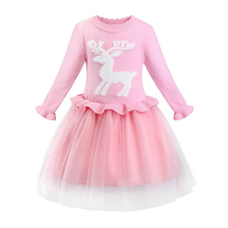 CLZOUD Girls Dresses with Sleeves Pink Cotton Blends Children Kids Baby Deer Print Party Knit Tulle Dress Girl Xmas Princess Dress 120
CLZOUD Girls Dresses with Sleeves Pink Cotton Blends Children Kids Baby Deer Print Party Knit Tulle Dress Girl Xmas Princess Dress 120