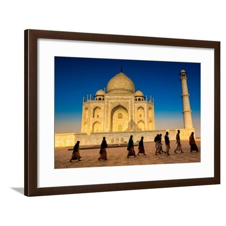 People Walking to Pray in Front of the Taj Mahal, UNESCO World Heritage Site, Agra Framed Print Wall Art By Laura Grier