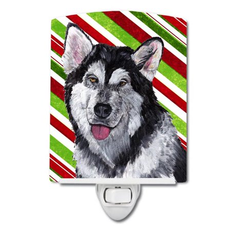 Carolines Treasures SC9490CNL Alaskan Malamute Candy Cane Holiday Christmas Ceramic Night Light