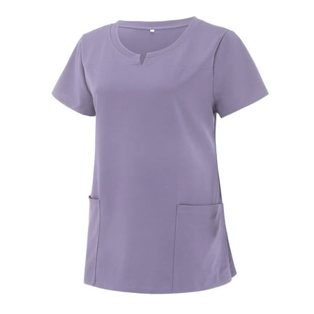 TAIAOJING Scrubs for Women Short Sleeve V-Neck Pocket Care Workers Tops