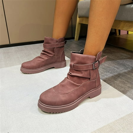 Ankle Boots Ladies British Style Solid Color Leather Round Head Belt Buckle Thick Heel Fashion Short Boots
Ankle Boots Ladies British Style Solid Color Leather Round Head Belt Buckle Thick Heel Fashion Short Boots