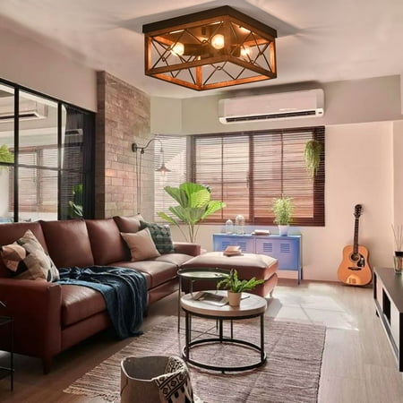ANQIDI Industrial Retro Ceiling Light Rustic Vertical Wooden Square Chandelier 4-Light Flush Mount Ceiling Lamp Fixture
ANQIDI Industrial Retro Ceiling Light Rustic Vertical Wooden Square Chandelier 4-Light Flush Mount Ceiling Lamp Fixture