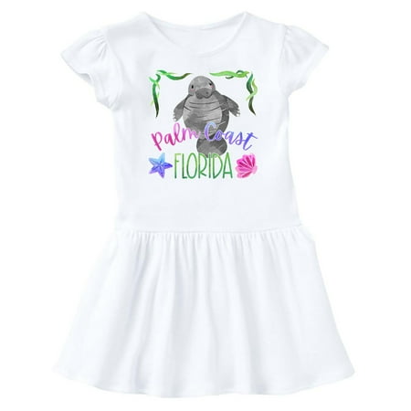 Inktastic Palm Coast Florida Cute Swimming Manatee Gift Baby Girl Dress