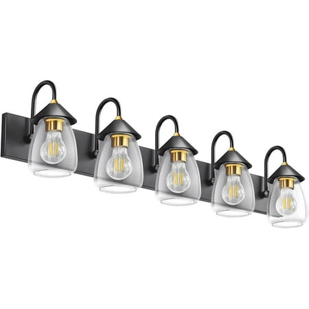 YIGOU Bathroom Vanity Light 5-Lights Black Bathroom Light Fixtures with Oval Glass Shade for Bathroom Over Mirror ( Excluded Bulb )
YIGOU Bathroom Vanity Light 5-Lights Black Bathroom Light Fixtures with Oval Glass Shade for Bathroom Over Mirror ( Excluded Bulb )