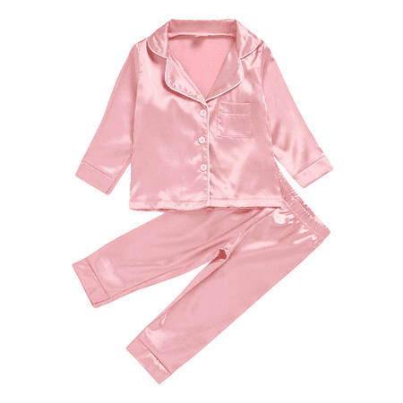 DOUBFIVSY Toddler Baby Girl Satin Silk Pajamas Set 2 Piece Long Sleve Collared Button Down Shirts and Pants Casual Loungwear Sleepwear PJs for Kids
DOUBFIVSY Toddler Baby Girl Satin Silk Pajamas Set 2 Piece Long Sleve Collared Button Down Shirts and Pants Casual Loungwear Sleepwear PJs for Kids