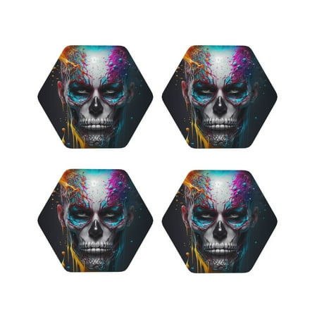 Tideii Modern Abstract Colorful Skull for Leather Coasters 4 Pieces Anti-fouling and Anti-scalding Decorative Coasters Suitable for Restaurants Kitchens Coffee Shops-Hexagon
Tideii Modern Abstract Colorful Skull for Leather Coasters 4 Pieces Anti-fouling and Anti-scalding Decorative Coasters Suitable for Restaurants Kitchens Coffee Shops-Hexagon