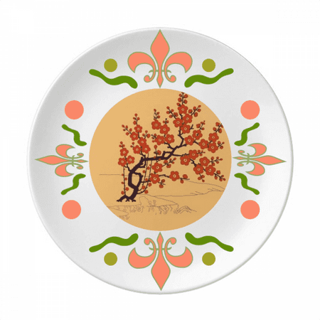 Painting Japanese Culture Red Flower Flower Ceramics Plate Tableware Dinner Dish