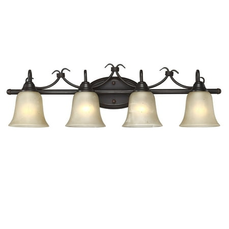 4-Light Bronze Dimmable Vanity Light with White Opal Glass Bell Shape Shades
4-Light Bronze Dimmable Vanity Light with White Opal Glass Bell Shape Shades