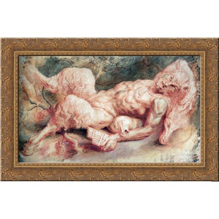 Pan Reclining 24x18 Gold Ornate Wood Framed Canvas Art by Peter Paul Rubens