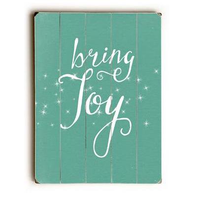 ArteHouse Decorative Wood Sign "Bring Joy" by Artist Cheryl Overton, 25" x 34", Planked Wood