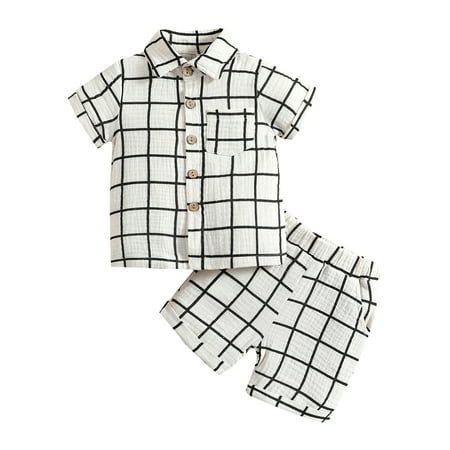 Calsunbaby Newborn Baby Toddler Boy 2pcs Outfit Suit Plaid Lapel Short Sleeve Buttons Shirt Tops with Shorts White 12-18 Months
Calsunbaby Newborn Baby Toddler Boy 2pcs Outfit Suit Plaid Lapel Short Sleeve Buttons Shirt Tops with Shorts White 12-18 Months