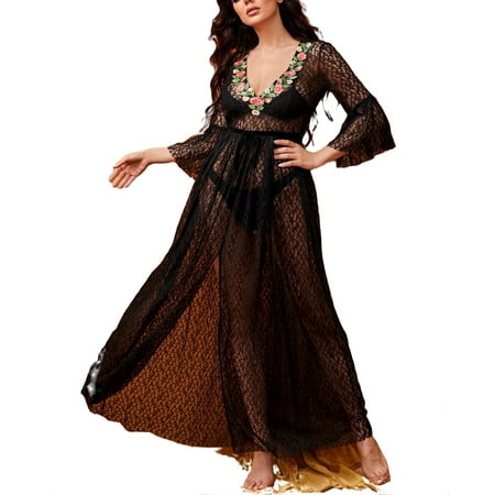 Sexy Floral PrintDeep V Neck Nightgowns Long Sleeve Black Womens Nightgowns & Sleepshirts (Women s)
Sexy Floral PrintDeep V Neck Nightgowns Long Sleeve Black Womens Nightgowns & Sleepshirts (Women s)