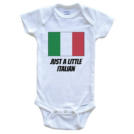 Just A Little Italian Cute Italy Flag Baby Bodysuit 3-6 Months White