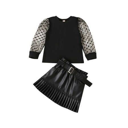 TheFound Fashion Toddler Baby Girls Clothes 2pcs Polka Dot Mesh Puff Sleeve T Shirts Tops Leather A-Line Skirts Sets
TheFound Fashion Toddler Baby Girls Clothes 2pcs Polka Dot Mesh Puff Sleeve T Shirts Tops Leather A-Line Skirts Sets
