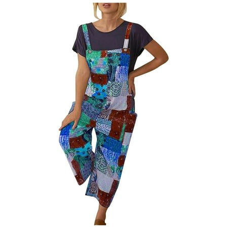 Women Rompers And Jumpsuits Fashion Ethnic Style Patchwork Vintage Printed Buttons Suspender Romper Brown M
Women Rompers And Jumpsuits Fashion Ethnic Style Patchwork Vintage Printed Buttons Suspender Romper Brown M