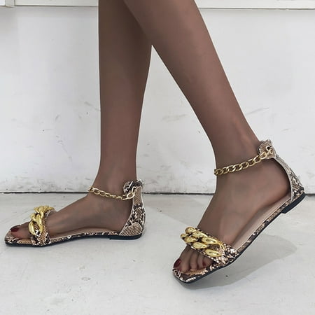 Women s Fashion Snakeskin Leather Face Chain Decorated Back Zipper Flat Sandals
Women s Fashion Snakeskin Leather Face Chain Decorated Back Zipper Flat Sandals