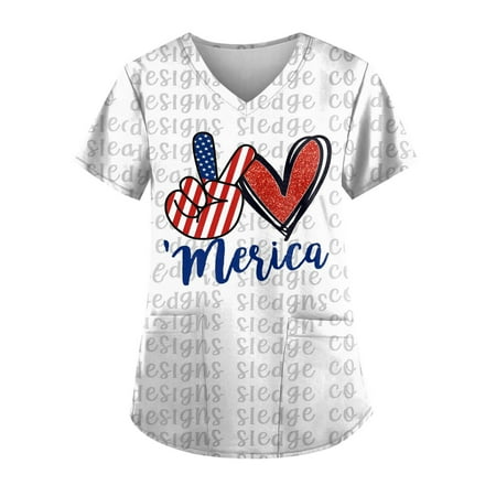 Sksloeg Womens Scrubs Tops Plus Size American Star Stripes Pattern Patriotic Scrub Shirt Tops Short Sleeve V-Neck Working Uniform Workwear with Pocket Blue XXL
Sksloeg Womens Scrubs Tops Plus Size American Star Stripes Pattern Patriotic Scrub Shirt Tops Short Sleeve V-Neck Working Uniform Workwear with Pocket Blue XXL