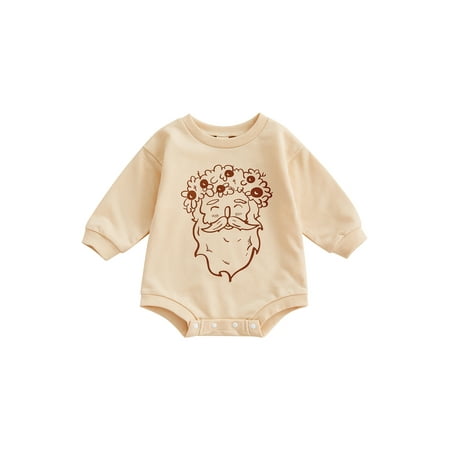 Baby Romper Cartoon Patterns Print Round Neck Long Sleeve Bodysuit