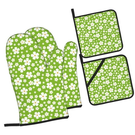 Pofeuu Green White Flowers Print Oven Mitts and Pot Holders 4 pcs Set High Heat Resistant 500 Degree Extra Thicken Long Kitchen Cotton Oven Glove for Cooking
Pofeuu Green White Flowers Print Oven Mitts and Pot Holders 4 pcs Set High Heat Resistant 500 Degree Extra Thicken Long Kitchen Cotton Oven Glove for Cooking