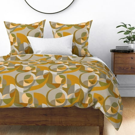 Circles Mod Modern Mid Century Mid Century Modern Sateen Duvet Cover by Roostery
