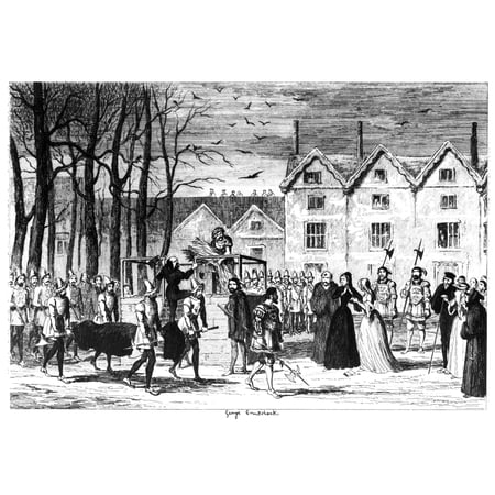 Cruikshank Tower Of London NJane Meeting The Body Of Her Husband On Her Way To The Scaffold The Execution Of Lady Jane Grey And Her Husband Lord Guilford Dudley 12 February 1554 Etching By George Crui