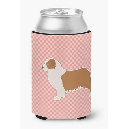 Australian Shepherd Dog Checkerboard Pink Can or Bottle Hugger
