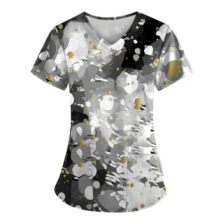 QAZXD Womens Tops Women Fashion Spring And Summer Oil Painting Print V-neck Short Sleeve Scrub Tops With Pockets Tops
QAZXD Womens Tops Women Fashion Spring And Summer Oil Painting Print V-neck Short Sleeve Scrub Tops With Pockets Tops