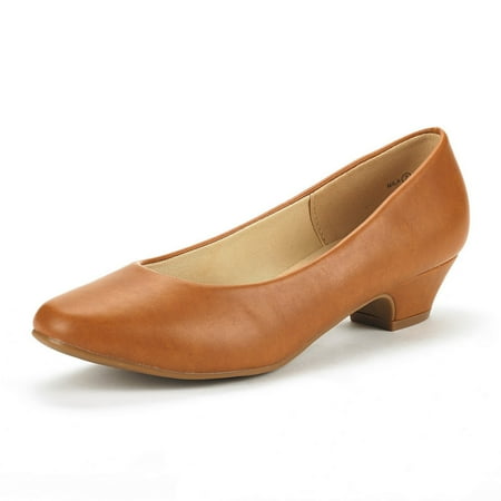 DREAM PAIRS Women Low Chunky Heel Pump Shoes Slip On Comfort Dress Shoes