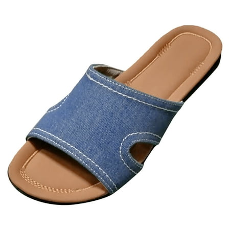 Youmylove Women Slide Slippers Summer Denim Slip On Casual Open Toe Flat Soft Bottom Breathable Shoes Sandals Slippers Comfort Cozy Leisure Daily Walking
Youmylove Women Slide Slippers Summer Denim Slip On Casual Open Toe Flat Soft Bottom Breathable Shoes Sandals Slippers Comfort Cozy Leisure Daily Walking