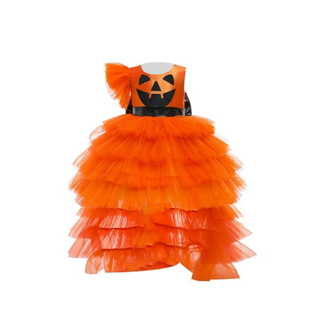 Binpure Little Girls Halloween Princess Dress Pumpkin Printed Back Zipper Large Bowknot Layered Mesh Patchwork Irregular One-Piece
Binpure Little Girls Halloween Princess Dress Pumpkin Printed Back Zipper Large Bowknot Layered Mesh Patchwork Irregular One-Piece