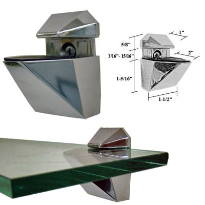 Brushed Nickel Adjustable Glass or Wood Shelf Brackets - Pair