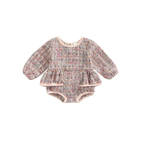 SHIBAOZI Infant Baby Girls Autumn Outfit Long Sleeve Romper Plaid Crochet Knit Bodysuit with Ruffle Hem Jumpsuit
SHIBAOZI Infant Baby Girls Autumn Outfit Long Sleeve Romper Plaid Crochet Knit Bodysuit with Ruffle Hem Jumpsuit