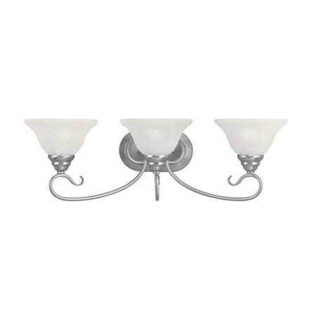 Bathroom Vanity 3 Light With White Alabaster Glass Brushed Nickel size 27 in 300 Watts - World of Crystal
Bathroom Vanity 3 Light With White Alabaster Glass Brushed Nickel size 27 in 300 Watts - World of Crystal