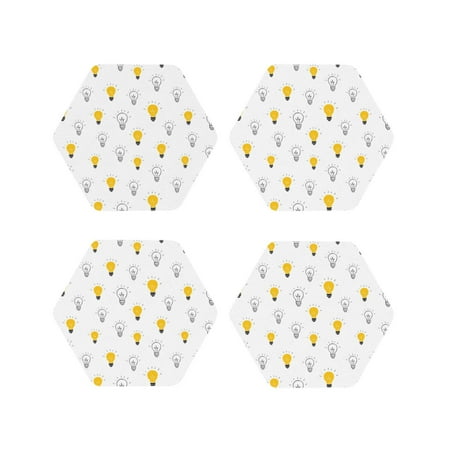 Coasters Set of 4 - white Light Bulb Print Drink Coasters for Tabletop Protection Leather Coasters for Living Room Decor and Housewarming Gift Hexagon
Coasters Set of 4 - white Light Bulb Print Drink Coasters for Tabletop Protection Leather Coasters for Living Room Decor and Housewarming Gift Hexagon