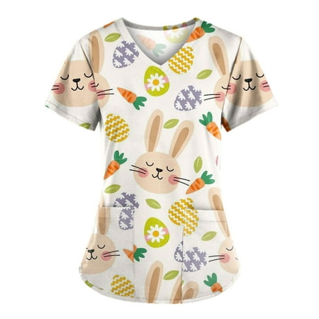 Easter T Shirt Ladies US Sale Clearance Scrub Tops for Women Summer Short Sleeve Easter Egg V Neck Comfy Loose Fit Cute Rabbit Shirts Bunny Tees Pockets Flared Nursing Working Uniform Workwear Tops
Easter T Shirt Ladies US Sale Clearance Scrub Tops for Women Summer Short Sleeve Easter Egg V Neck Comfy Loose Fit Cute Rabbit Shirts Bunny Tees Pockets Flared Nursing Working Uniform Workwear Tops