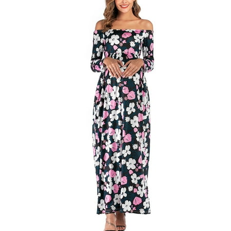QIPOPIQ Maternity Dress Clearance Maternity Word-Shoulder Long Sleeve Flowers Print Length-skirt Fashion Dress
QIPOPIQ Maternity Dress Clearance Maternity Word-Shoulder Long Sleeve Flowers Print Length-skirt Fashion Dress