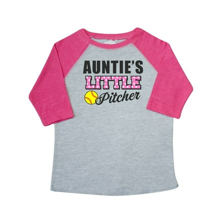 Inktastic Aunties Little Pitcher Softball Gift Toddler Toddler Girl T-Shirt